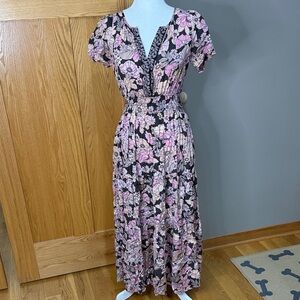NATURAL LIFE Pink Floral Maxi Dress on Black
